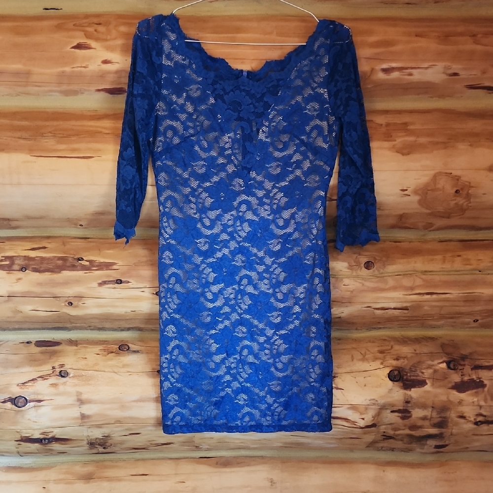 Elegant Blue Lace Dress